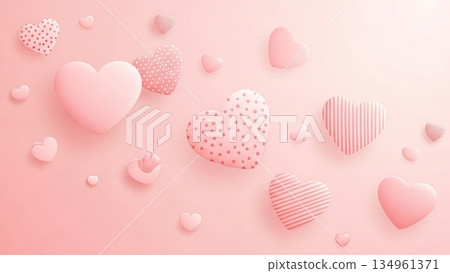 Romantic Valentine's Day background material with hearts and pink gradients 134961371