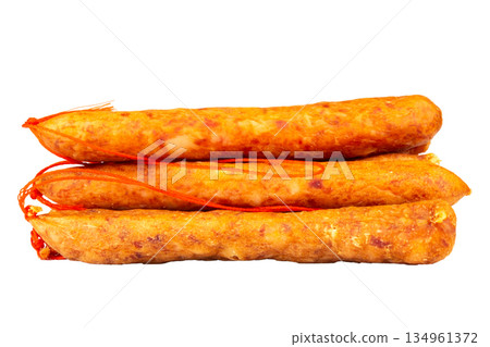 Thai pork sausage isolated on a white background 134961372