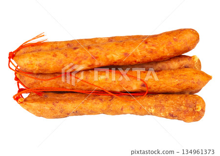 Thai pork sausage isolated on a white background 134961373