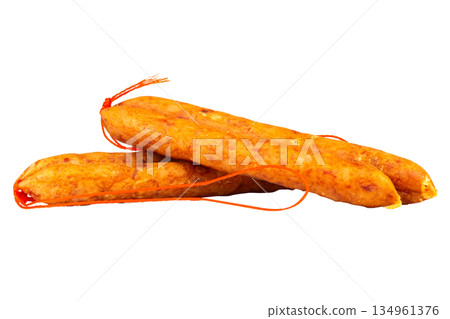 Thai pork sausage isolated on a white background 134961376
