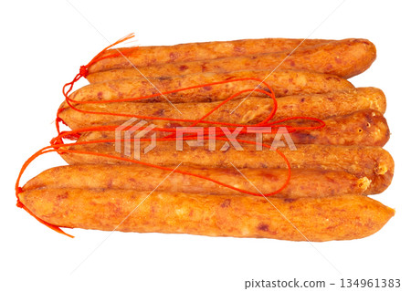 Thai pork sausage isolated on a white background 134961383