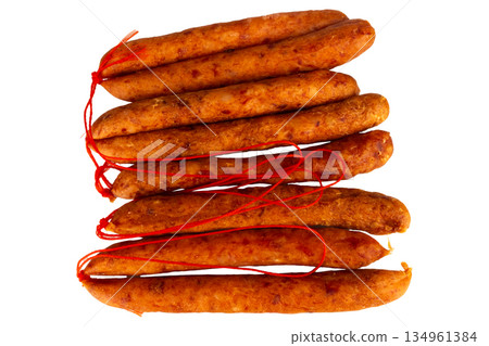 Thai pork sausage isolated on a white background 134961384