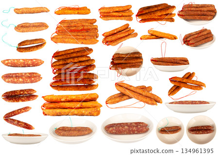 Thai pork sausage isolated on a white background 134961395