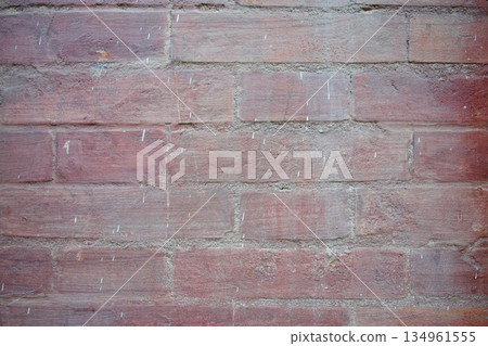 Red brick wall with vintage texture and white paint marks Red brick wall with vintage texture and white paint marks 134961555