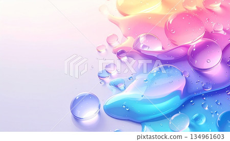 粉彩色水滴閃爍的背景，留有文字空間。人工智慧生成素材。 134961603