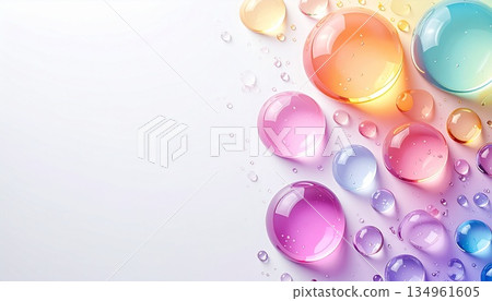 粉彩色水滴閃爍的背景，留有文字空間。人工智慧生成素材。 134961605