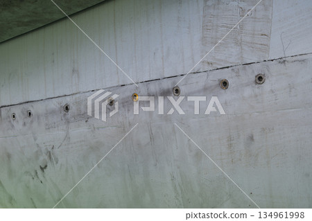 Aircraft fuselage joint line with screw fasteners detail 134961998
