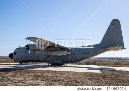 Retired military transport aircraft displayed as monument 134962024