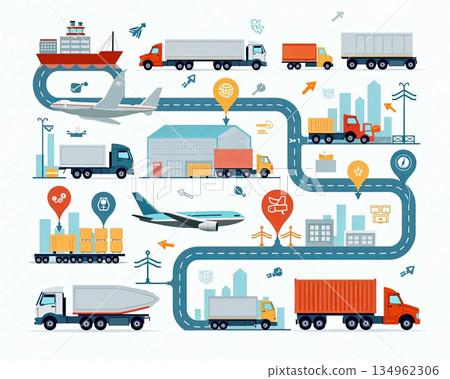 Cargo transfer pathways across multiple transportation modes 134962306