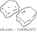 Monochrome simple line drawing illustration of baked rice cake 134962471