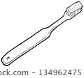 Monochrome simple line drawing illustration toothbrush 134962475