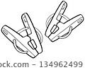 Monochrome simple line drawing illustration clothespin 134962499