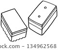 Monochrome simple line drawing illustration of a dish sponge 134962568