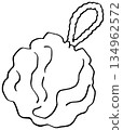 Monochrome simple line drawing illustration of a body sponge 134962572