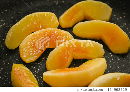 The finished caramelized apples The finished caramelized apples 134962829