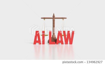 Artificial Intelligence and the Balance of Law 3d render. 134962927