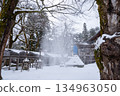 The moment when the accumulated snow falls | Snow smoke and silence dancing over a winter temple 134963050