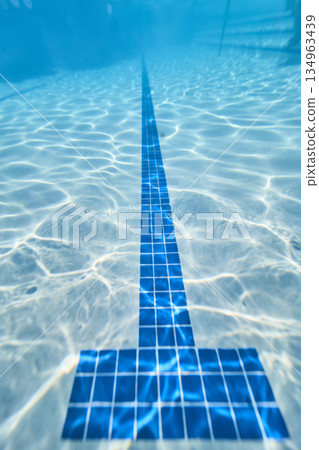 Underwater View Blue Pool Tiles Sunlit Water Patterns Neighborhood Las Vegas 134963439