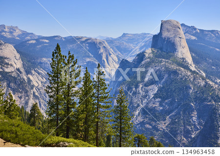 Half Dome Granite Peak Pine Trees Sierra Nevada Mountains Yosemite National Park Half Dome Granite Peak Pine Trees Sierra Nevada Mountains Yosemite National Park 134963458