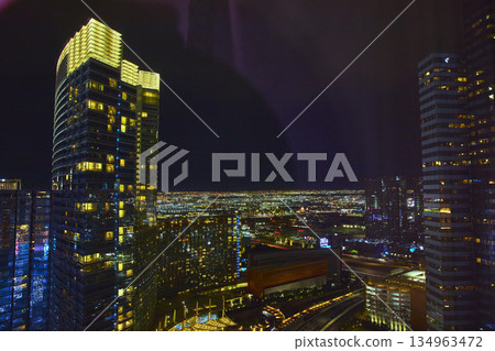 Las Vegas Strip Night Skyline Illuminated High Rise Buildings City Lights Las Vegas Strip Night Skyline Illuminated High Rise Buildings City Lights 134963472