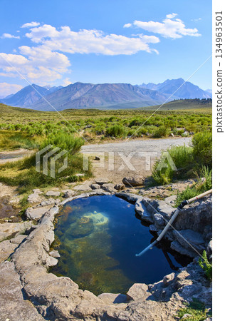 Mammoth Lakes Hot Springs Tub With Sierra Nevada Mountains And Desert Panorama Mammoth Lakes Hot Springs Tub With Sierra Nevada Mountains And Desert Panorama 134963501