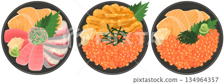 Seafood rice bowl set 134964357