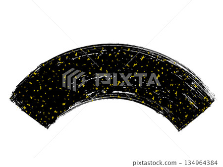 A hand-drawn, fine-grained fan-shaped frame with scattered gold leaf / black A hand-drawn, fine-grained fan-shaped frame with scattered gold leaf / black 134964384