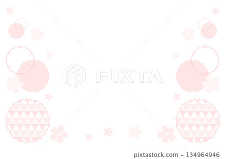 Cute cherry blossom Japanese pattern background frame, pink, illustration material, white background, vector png transparent 134964946