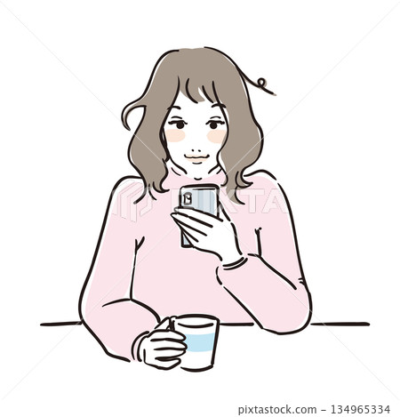 剛睡醒的可愛女子上半身 134965334