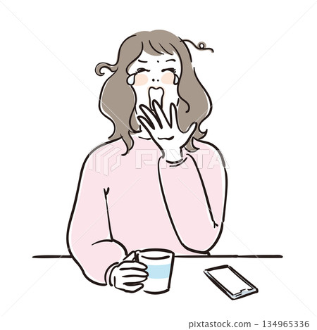 剛睡醒的可愛女子上半身 剛睡醒的可愛女子上半身 134965336