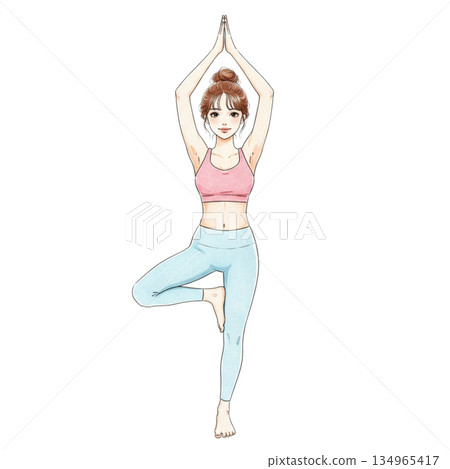 做瑜伽的女人 134965417