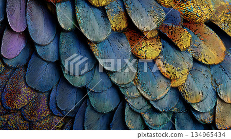 鳥羽特寫，彩虹色漸變，紋理 134965434