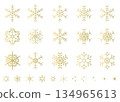 金色雪花插畫套裝，向量背景素材，閃光素材 134965613