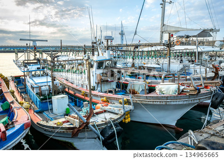 Fishing boats at Jeju Dodu Port 134965665