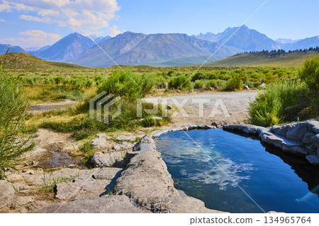 Rock Tub Hot Springs with Mountain View and Lush Greenery in California 134965764