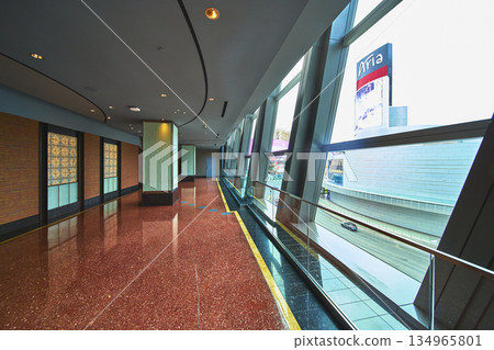 Las Vegas Casino Corridor with Modern Windows and View of The Strip Las Vegas Casino Corridor with Modern Windows and View of The Strip 134965801