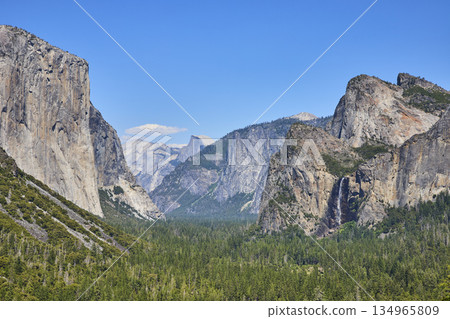 El Capitan Bridalveil Fall and Half Dome at Tunnel View Yosemite National Park El Capitan Bridalveil Fall and Half Dome at Tunnel View Yosemite National Park 134965809