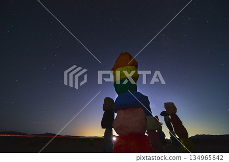 Seven Magic Mountains Night Sky Art Installation and Astrophotography Nevada Seven Magic Mountains Night Sky Art Installation and Astrophotography Nevada 134965842