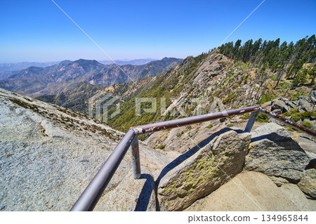 Moro Rock Trail Viewpoint with Granite Outcrop and Forested Mountains Sequoia 134965844