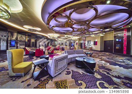 Modern Casino Lounge Seating and Artistic Ceiling in Las Vegas Nevada Modern Casino Lounge Seating and Artistic Ceiling in Las Vegas Nevada 134965898