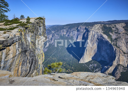 Taft Point Granite Cliff and El Capitan Overlook in Yosemite National Park California 134965948
