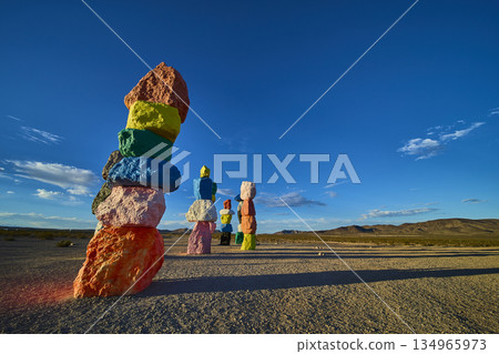Seven Magic Mountains Colorful Rock Stack Art Installation in Nevada Desert Seven Magic Mountains Colorful Rock Stack Art Installation in Nevada Desert 134965973