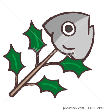 Setsubun decoration illustration of holly and sardines Setsubun decoration illustration of holly and sardines 134965998