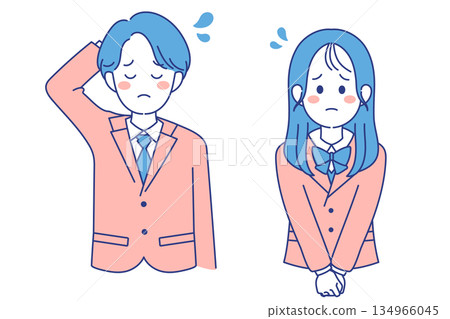 學生男女反思姿勢 學生男女反思姿勢 134966045