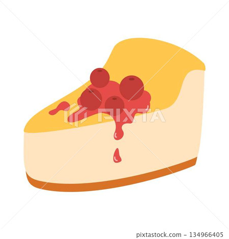 Cheesecake Slice with Raspberry Sauce, dessert Cheesecake Slice with Raspberry Sauce, dessert 134966405