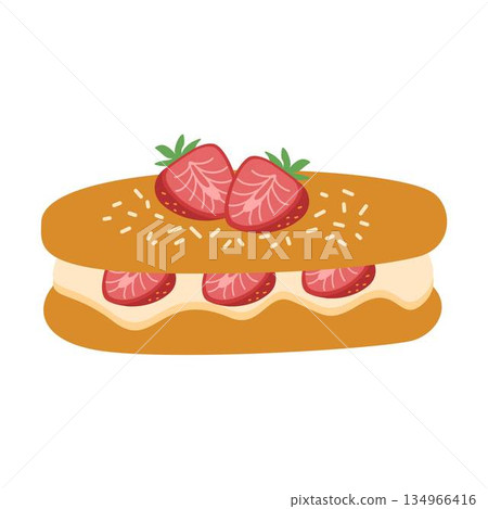 strawberry eclair Delicious Eclairs with Cream and Strawberries 134966416