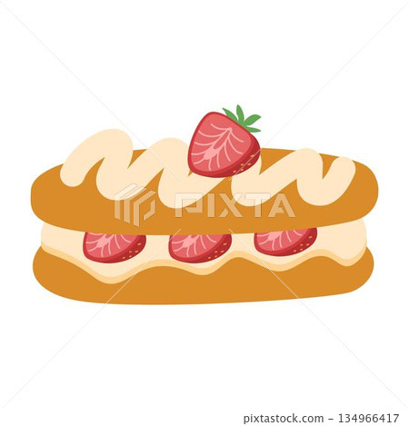 Strawberry Eclairs with Whipped Cream 134966417