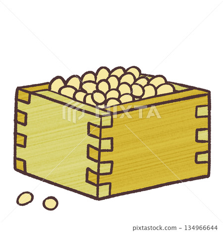 A simple illustration of soybeans in a masu A simple illustration of soybeans in a masu 134966644