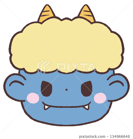 藍色惡魔臉部插圖 134966648