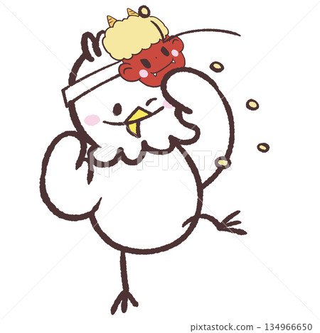 Illustration of a white bird being thrown beans Illustration of a white bird being thrown beans 134966650